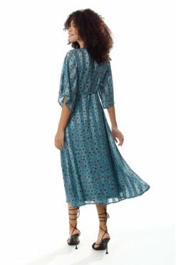 Liquorish Animal Print Midi Wrap Dress In Dark Blue -Sarto Vibe Sales 0VYV75Dg 10449