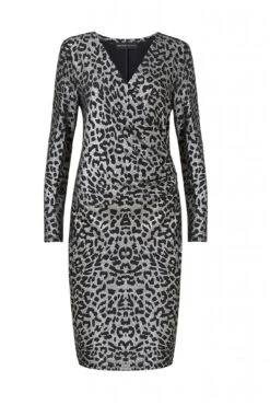 Mela London Silver Leopard Print Bodycon Midi Dress -Sarto Vibe Sales 0q5IA6HZ 13677