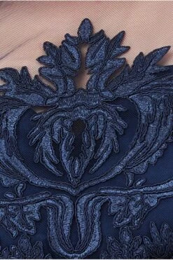 Goddiva Embroidered Mesh & Scuba Midi Dress - Navy 7 Goddiva Embroidered Mesh & Scuba Midi Dress - Navy -Sarto Vibe Sales 1oNzlKOb 14550