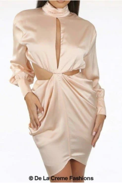 De La Creme Fashions Pleated High Neck Cut Out Mini Dress 19 De La Creme Fashions Pleated High Neck Cut Out Mini Dress -Sarto Vibe Sales 22z9cBWs 9588