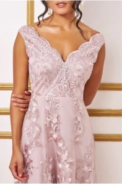 Goddiva Scalloped Neck Lace Midi Dress - Blush 6 Goddiva Scalloped Neck Lace Midi Dress - Blush -Sarto Vibe Sales 2n1K2Z0E 13422