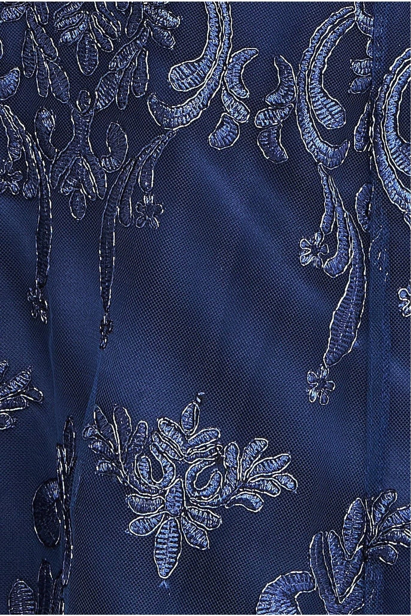 Goddiva Scalloped Lace Dipped Hem Midi Dress - Navy 4 Goddiva Scalloped Lace Dipped Hem Midi Dress - Navy - Image 4