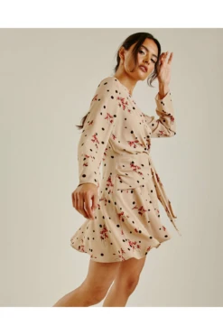 Dusty Pink Printed Polka Dot Swing Dress | Dark Beige -Sarto Vibe Sales 3dNvy0qj 11568