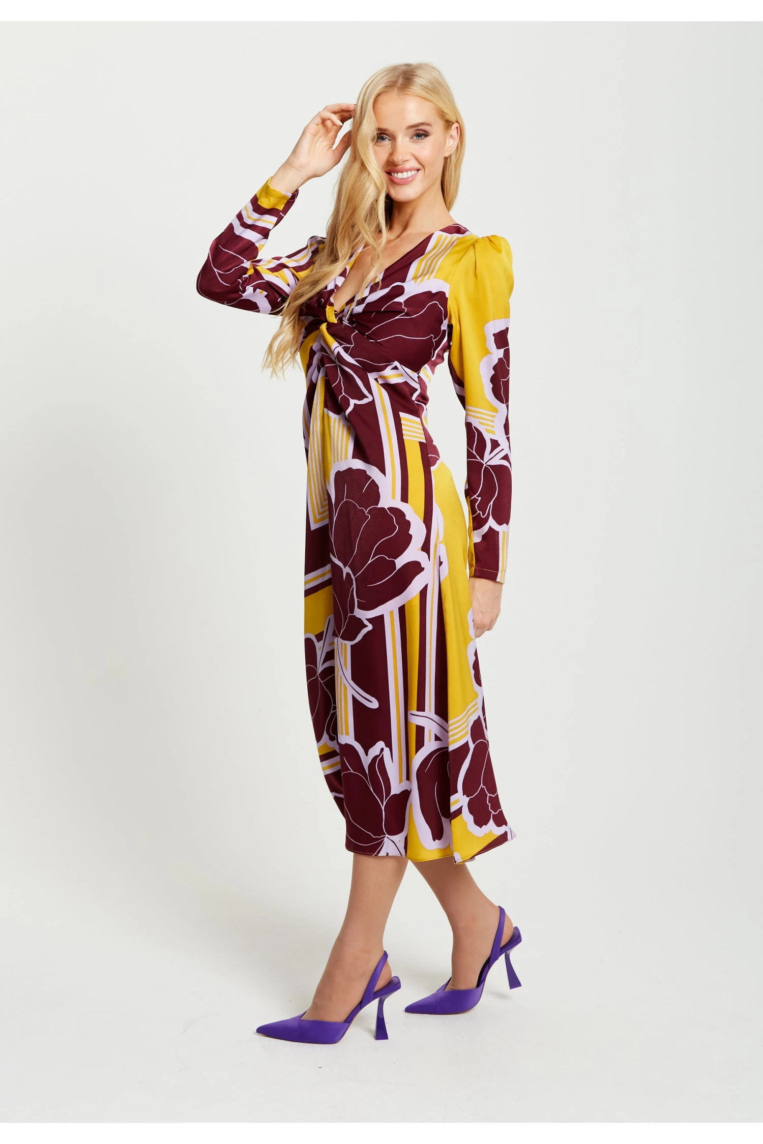 Liquorish Geometric Floral Print Knotted Midi Dress 2 Liquorish Geometric Floral Print Knotted Midi Dress - Image 2