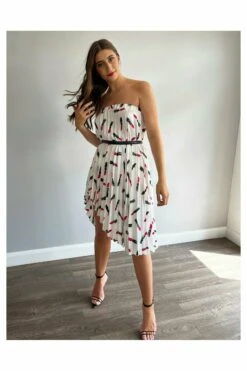 Yan Neo London Demi Lipstick Print Pleated Asymmetric Dress 7 Yan Neo London Demi Lipstick Print Pleated Asymmetric Dress -Sarto Vibe Sales 4rSqoPoR 11455
