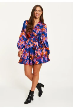 Liquorish Abstract Print Mini Wrap Dress -Sarto Vibe Sales 4xzHD7Wq 14960
