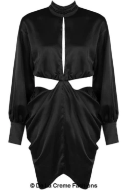 De La Creme Fashions Pleated High Neck Cut Out Mini Dress 15 De La Creme Fashions Pleated High Neck Cut Out Mini Dress -Sarto Vibe Sales 5LhA1E2o 9588