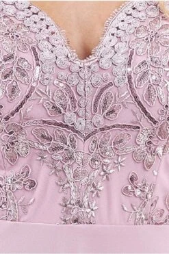 Goddiva Scallop Lace Chiffon Maxi Dress - Blush -Sarto Vibe Sales 7bIM5OfO 15426