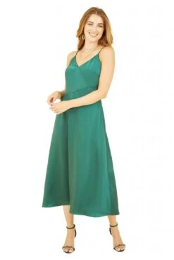 Yumi Green Satin Strappy Midi Dress -Sarto Vibe Sales 8nbHPJ8e 14820