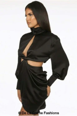 De La Creme Fashions Pleated High Neck Cut Out Mini Dress 23 De La Creme Fashions Pleated High Neck Cut Out Mini Dress -Sarto Vibe Sales 97fNbeSS 9588