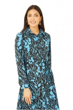 Mela London Blue Animal Print Long Sleeve Midi Shirt Dress 6 Mela London Blue Animal Print Long Sleeve Midi Shirt Dress -Sarto Vibe Sales 9bEAa5AU 14772