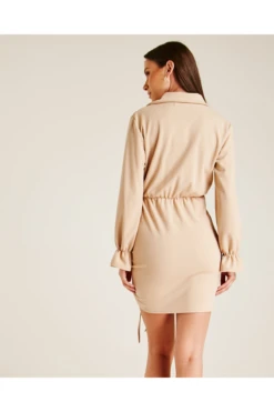 Dusty Pink Gathered Side Wrapped Dress | Beige -Sarto Vibe Sales A150zkH7 12034