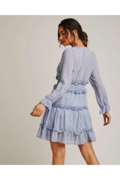 Dusty Pink Bobble Textured Frilled Mini Dress | Blue 7 Dusty Pink Bobble Textured Frilled Mini Dress | Blue -Sarto Vibe Sales BktgmUfi 11524