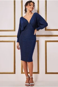 Goddiva Kimono Sleeve Lurex Midi Dress - Royalblue 7 Goddiva Kimono Sleeve Lurex Midi Dress - Royalblue -Sarto Vibe Sales BmbXZ3hc 13975