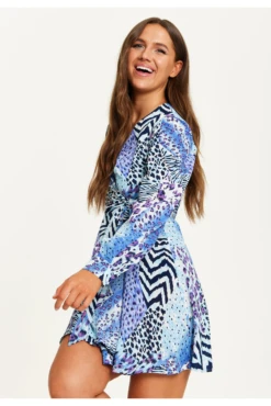 Liquorish Mixed Animal Print Mini Wrap Dress -Sarto Vibe Sales CAuwXKF3 14957