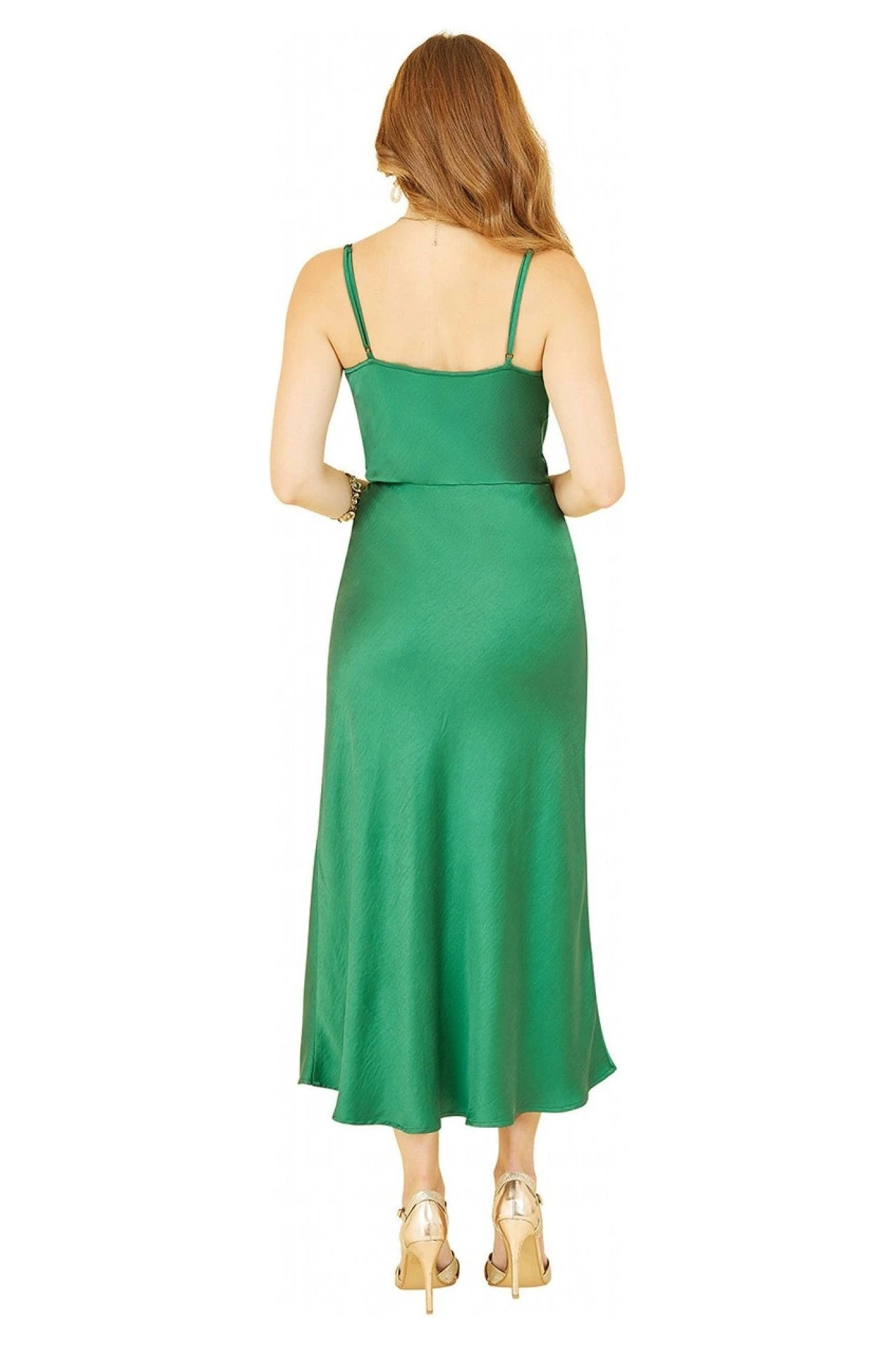 Yumi Green Satin Cowl Neck Slip Dress 3 Yumi Green Satin Cowl Neck Slip Dress - Image 3