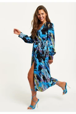 Liquorish Multicolour Abstract Print Midi Wrap Dress -Sarto Vibe Sales DFJkpx12 14964