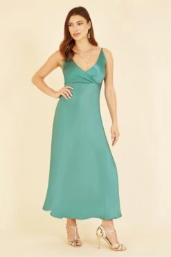 Yumi Green Satin Strappy Wrap Dress 7 Yumi Green Satin Strappy Wrap Dress -Sarto Vibe Sales DJ5NMCzG 13254