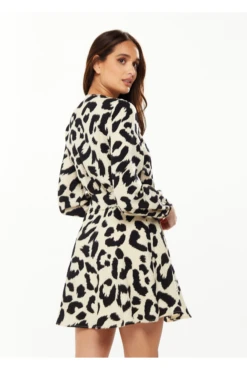 Liquorish Animal Print Mini Wrap Dress With Long Sleeves 8 Liquorish Animal Print Mini Wrap Dress With Long Sleeves -Sarto Vibe Sales DJjHmBoM 13866
