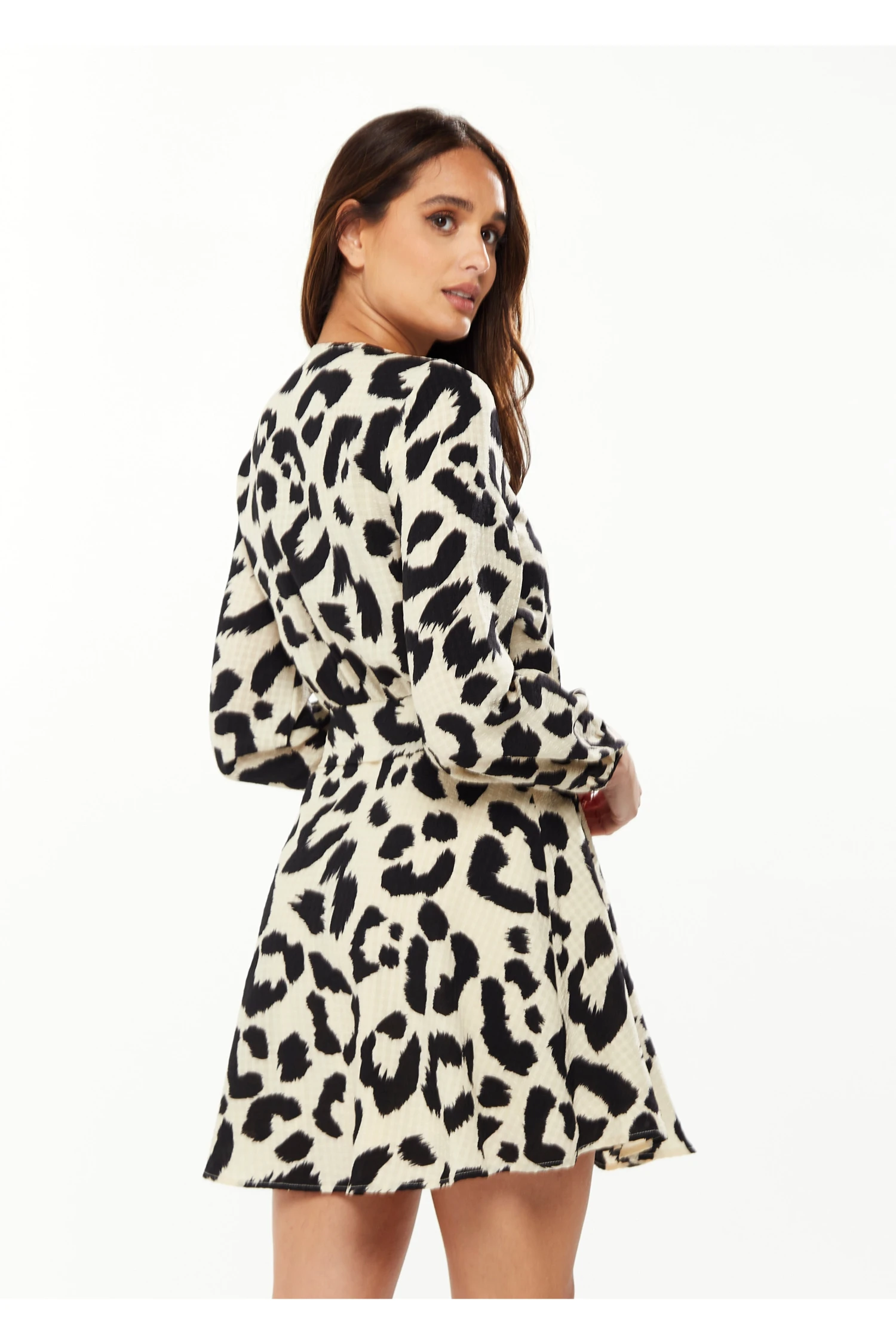 Liquorish Animal Print Mini Wrap Dress With Long Sleeves 4 Liquorish Animal Print Mini Wrap Dress With Long Sleeves - Image 4