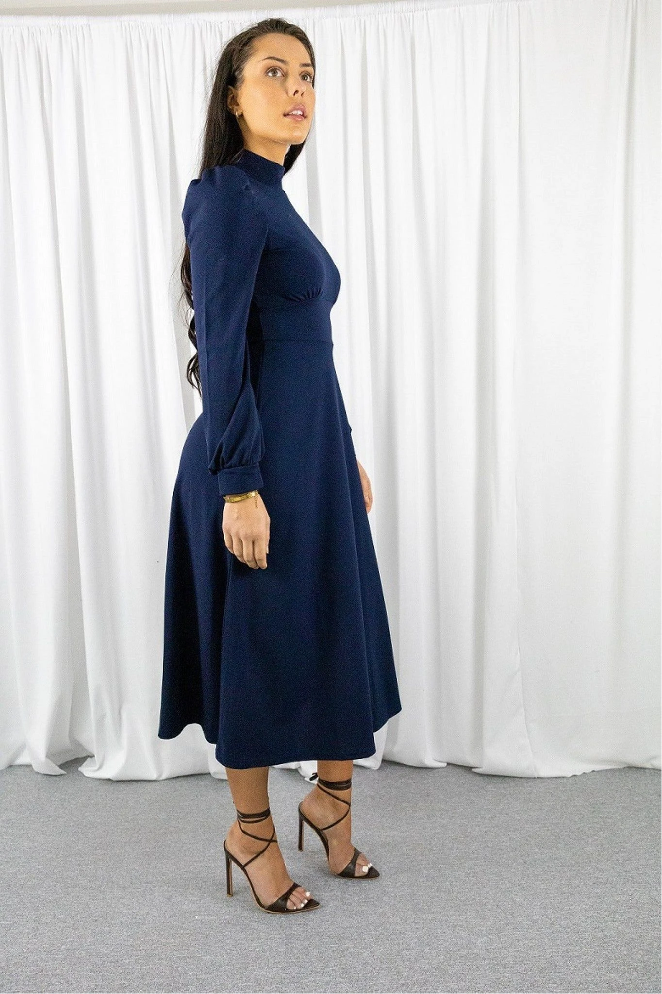 Signage Navy Long Sleeve Turtle Neck Midi Dress 4 Signage Navy Long Sleeve Turtle Neck Midi Dress - Image 4