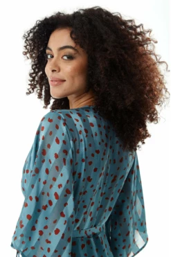 Liquorish Animal Print Midi Wrap Dress In Dark Blue -Sarto Vibe Sales G1oYlbTW 10449