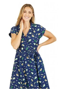 Yumi Recycled Avocado Print Wrap Over Dress With Pockets 7 Yumi Recycled Avocado Print Wrap Over Dress With Pockets -Sarto Vibe Sales G2mlEmX8 14455