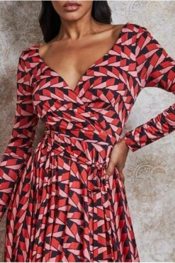 Goddiva Wrap Style Mini Dress - Geoprint 7 Goddiva Wrap Style Mini Dress - Geoprint -Sarto Vibe Sales G7wAK3yL 7370