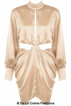 De La Creme Fashions Pleated High Neck Cut Out Mini Dress 20 De La Creme Fashions Pleated High Neck Cut Out Mini Dress -Sarto Vibe Sales H2BtmvG1 9588