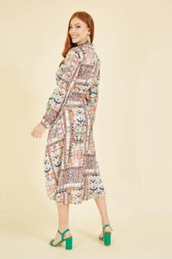 Yumi Patchwork Print Long Sleeve Shirt Dress -Sarto Vibe Sales IJ22SQPi 13251