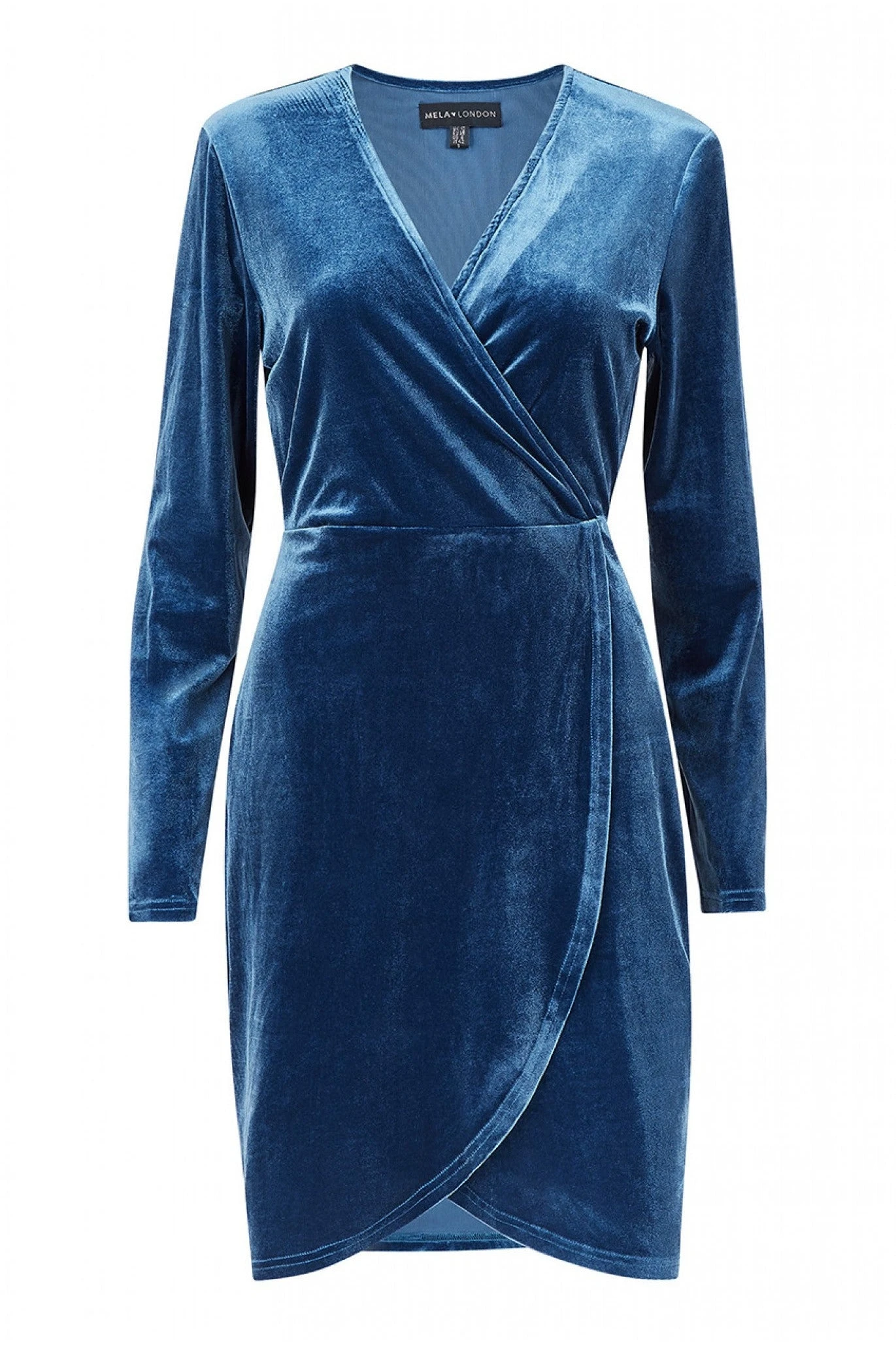 Mela London Blue Velvet Wrap Dress 4 Mela London Blue Velvet Wrap Dress - Image 4