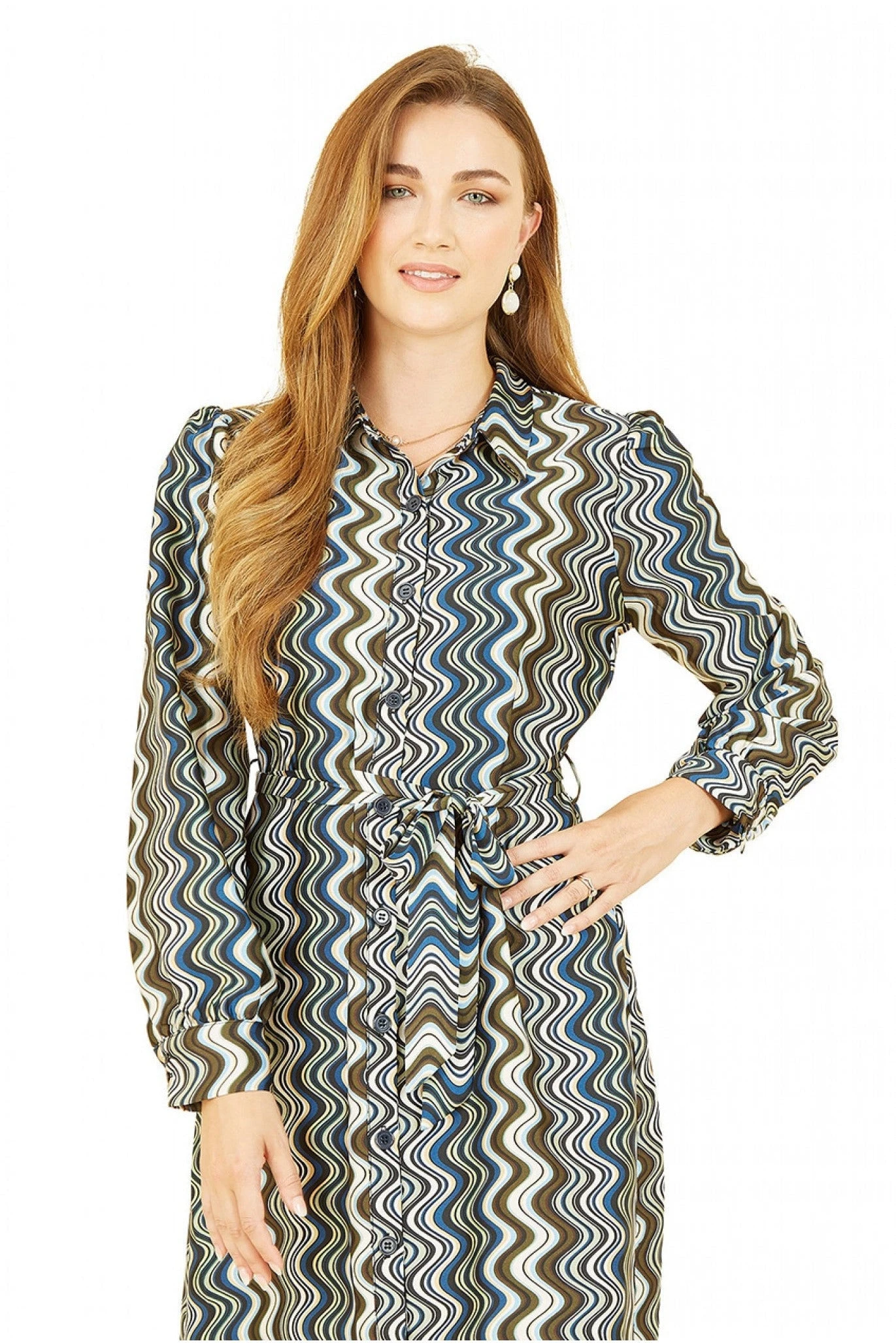 Yumi Multicolour Abstract Stripes Shirt Dress 2 Yumi Multicolour Abstract Stripes Shirt Dress - Image 2