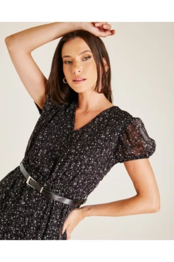 Dusty Pink Printed Tiered Belted Dress 8 Dusty Pink Printed Tiered Belted Dress -Sarto Vibe Sales J3SnSYi7 12032