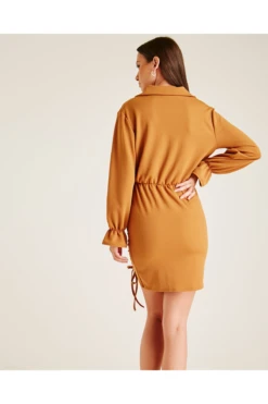 Dusty Pink Gathered Side Wrapped Dress | Camel -Sarto Vibe Sales Kb1eW05Q 12036