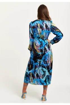 Liquorish Multicolour Abstract Print Midi Wrap Dress -Sarto Vibe Sales LRUDSB3g 14964