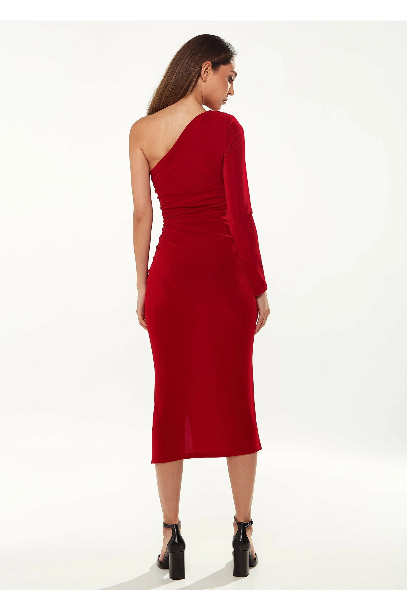 Liquorish Asymmetric Midi Dress In Red 2 Liquorish Asymmetric Midi Dress In Red - Image 2