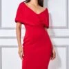 Goddiva Off The Shoulder Scuba Foam Midi Dress - Red