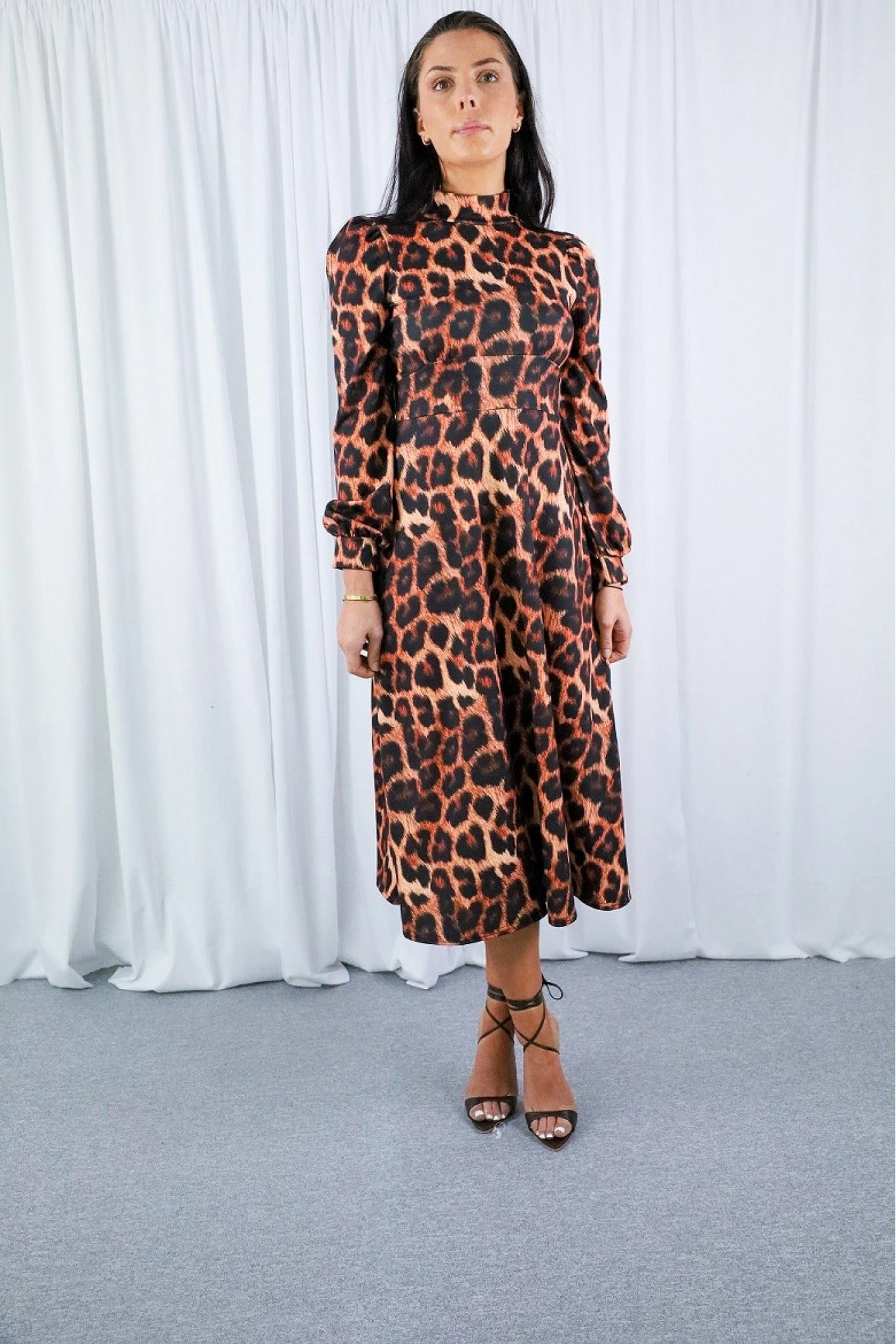 Signage Brown Leopard Print Long Sleeve Turtle Neck Midi 5 Signage Brown Leopard Print Long Sleeve Turtle Neck Midi - Image 5