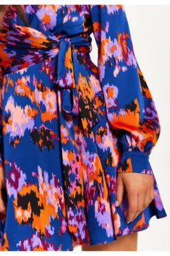 Liquorish Abstract Print Mini Wrap Dress -Sarto Vibe Sales MwQ6TlpZ 14960