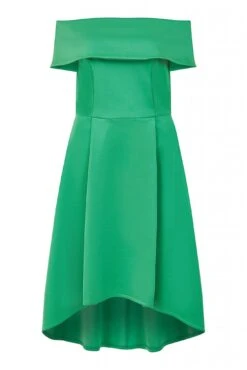 Mela London Bright Green Bardot Dipped Hem Dress 9 Mela London Bright Green Bardot Dipped Hem Dress -Sarto Vibe Sales NlciAZcj 14868