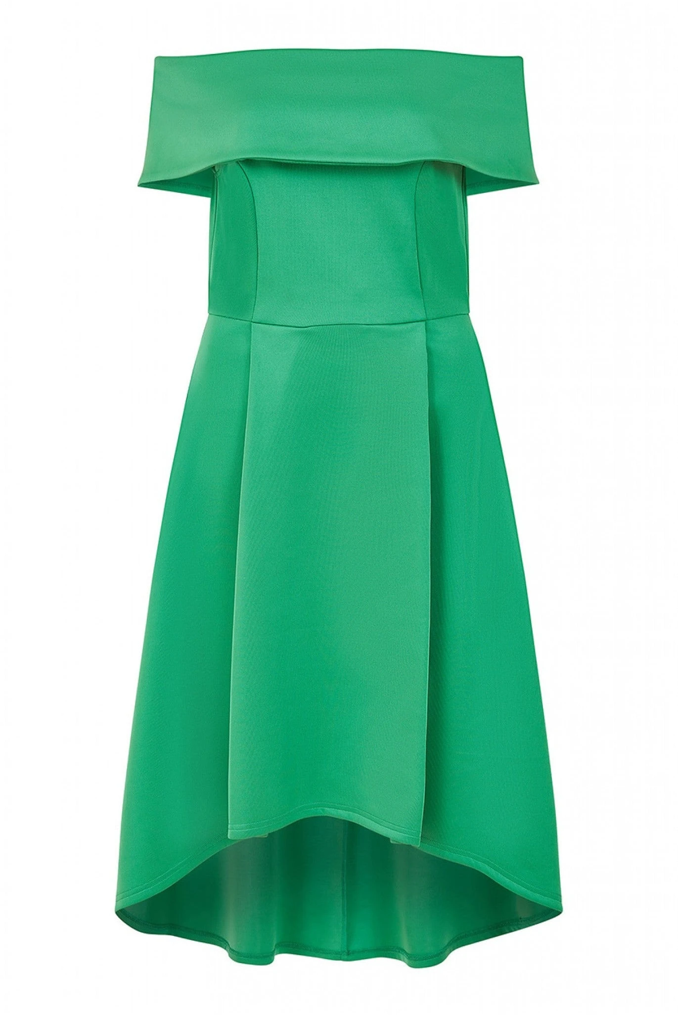 Mela London Bright Green Bardot Dipped Hem Dress 5 Mela London Bright Green Bardot Dipped Hem Dress - Image 5