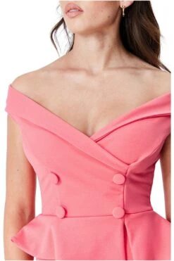 Goddiva Off The Shoulder Cross Over Midi - Coral -Sarto Vibe Sales OATkDKo9 14323