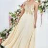 Goddiva Scallop Lace Chiffon Maxi - Ivory