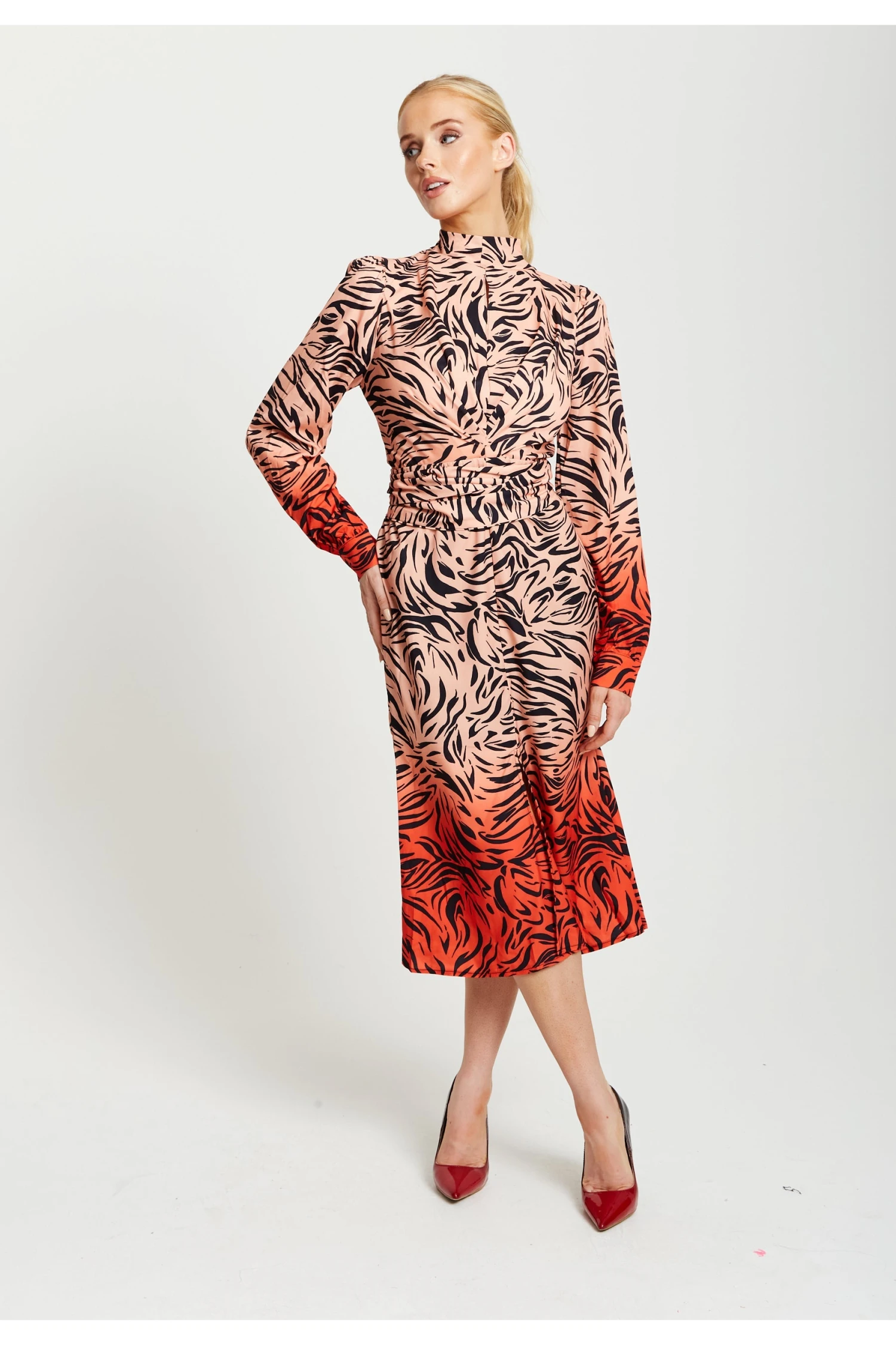 Liquorish Zebra Print Midi Dress With High Neck 2 Liquorish Zebra Print Midi Dress With High Neck - Image 2