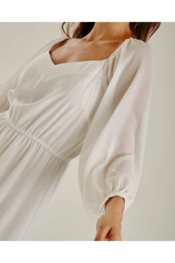 Dusty Pink Balloon Sleeve Midi Dress | White -Sarto Vibe Sales Q7jb0JyJ 11519