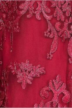 Goddiva Scalloped Lace Dipped Hem Midi Dress - Wine -Sarto Vibe Sales QkJoItpf 13771