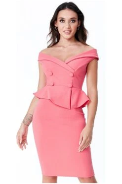 Sarto Vibe Sales 31 Goddiva Off The Shoulder Cross Over Midi - Coral