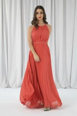 Double Second Red Sleeveless Pleated Dress -Sarto Vibe Sales TCuB5OMX 11908