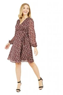 Yumi Lurex Leopard Print Wrap Dress