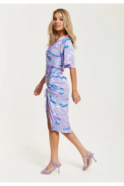 Liquorish Midi Wrap Dress With Abstract Zebra Print In Lilac -Sarto Vibe Sales TvmTGyJi 15663